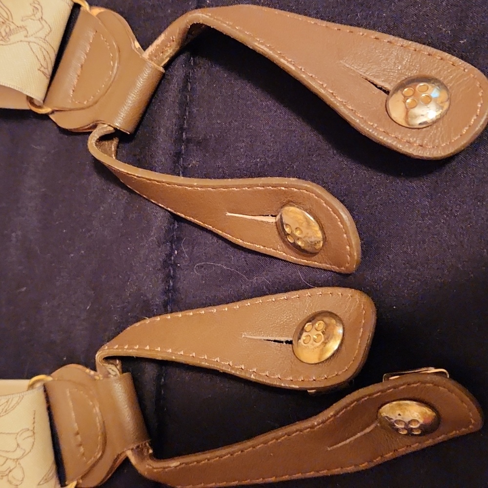 Vintage Bugs Bunny Cream and Brown Patterned Suspenders - Picture 2 of 7